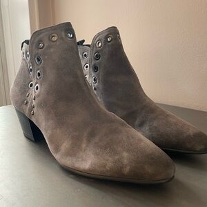 Sam Edelman Brown Suede Ankle Booties with Eyelet Detail